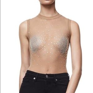 Good American Tan and Silver Embellished Tank Top